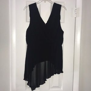 BCBG MAXAZRIA Black ruffle V-cut Blouse